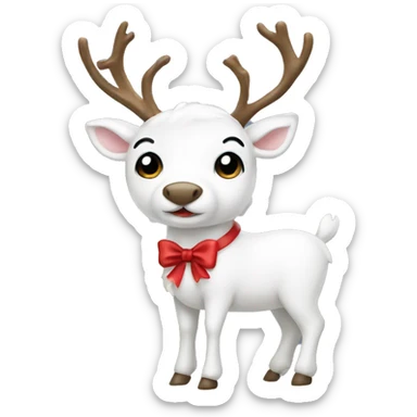 Full white raindeer with a cute bow sticker