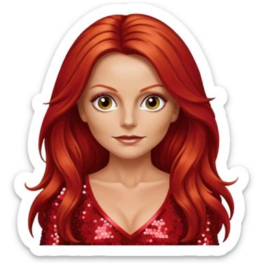 Geri Halliwell from Spice Girls with long red hair, red sequin outfit sticker