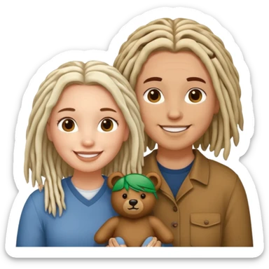 Couple emoji white with bears, medium complexion female with mid length loca sticker