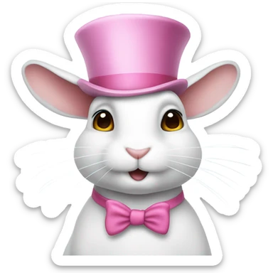 white rabbit wearing a pink top hat sticker
