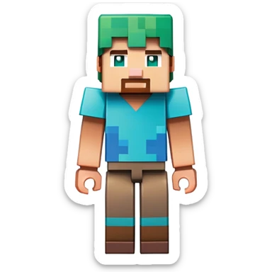 Minecraft character building with blocks sticker