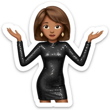 Whitney Houston with brown hair, black sequin long sleeve dress sticker