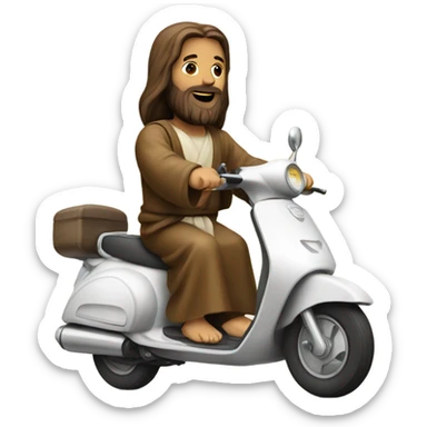 Jesus on scooter sticker