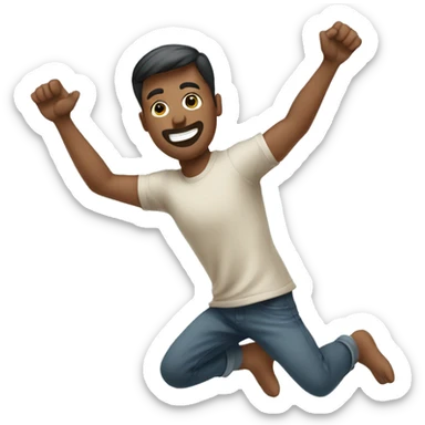 an illustration of a man doing cartwheel wearing a neutral-colored t-shirt sticker