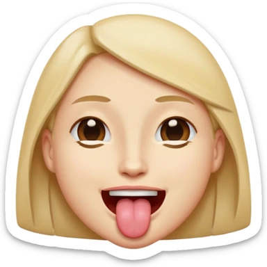 Eyes tightly closed like 😵 and tongue out like 😝 sticker