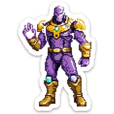 Thanos with infinity gauntlet in Squid Game setting making a power pose sticker