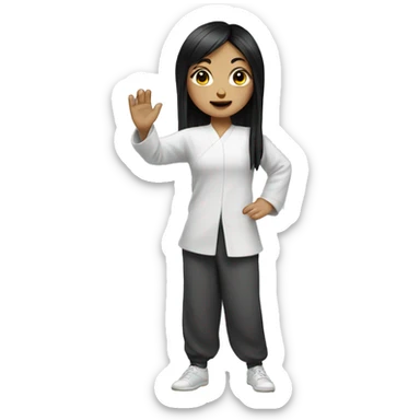 Tai chi girl with black hair sticker
