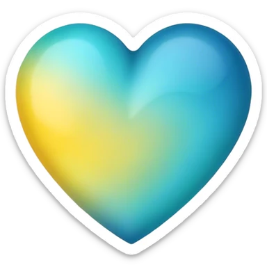 Can you generate me a heart emoji with a blue to yellow to teal gradient? sticker