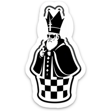 black bishop captured on a chessboard sticker
