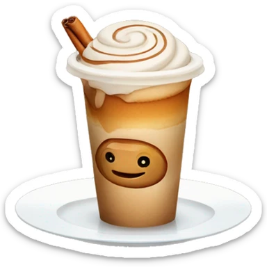 Cinnamon and cappuccino bun in a disposable glass sticker