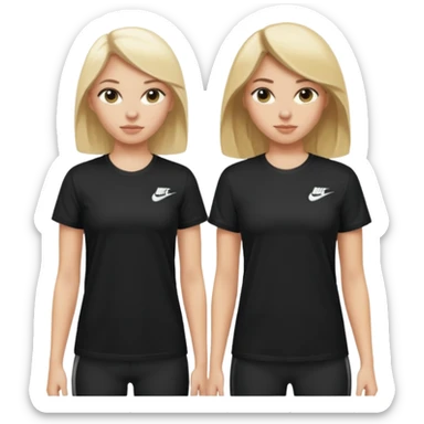 Deux filles une blonde et une brune les deux avec un t-shirt Nike noir sticker