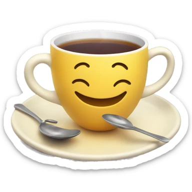 Smiley face sipping a cup of tea sticker