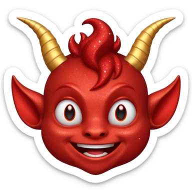 red glitter imp happy sticker