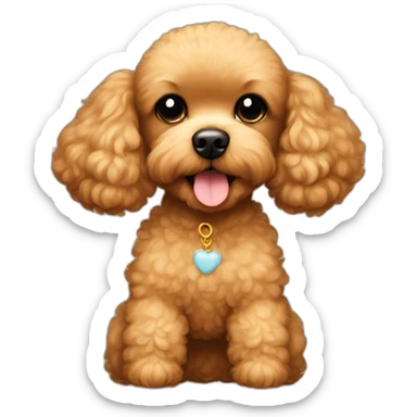 golden toy poodle with cute teddy bear haircut sticker