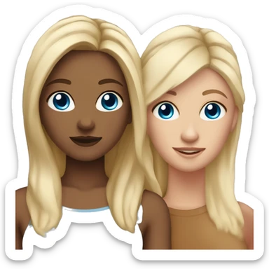 Two lesbians one with blonde hair and blue eyes the other with brown hair and hazel eyes  sticker