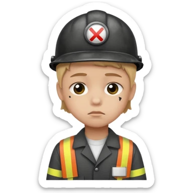a child with a sad face works in a factory sticker