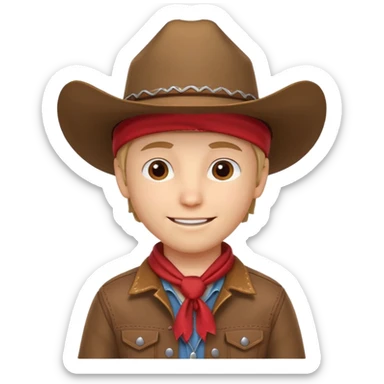 cute cowboy portrait, head and shoulders only, cowboy hat, bandana, western jacket, confident smile, 3D cartoon, mobile game icon style, clean background, no text, no watermark
 sticker