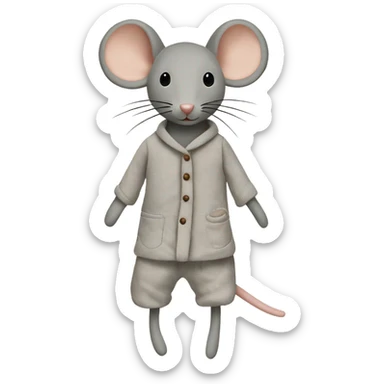 Grey maileg fabric mouse in pajamas sticker