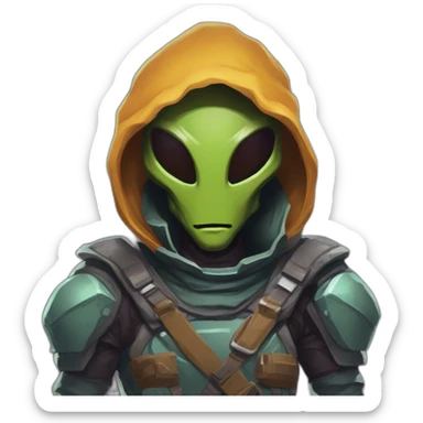 alien Bounty Hunter scifi roguelike rpg style inspired by slay the spire sticker