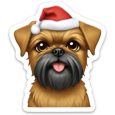 brussels Griffon Christmas hat  sticker