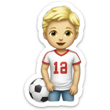 blond baby with a football t-shirt sticker