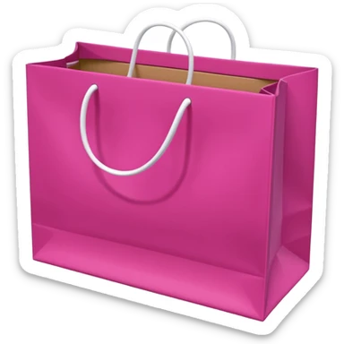 Fuchsia pink paper bag with white handles, repeating 'DRUNI' pattern in light pink and a vertical white 'DRUNI' in the center, iOS emoji style, shiny and realistic. sticker