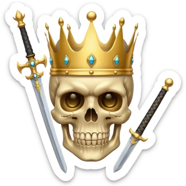 Golden skull with crown now make it with a worrior sowrd with a skull body whith a target on one of his eyes sticker