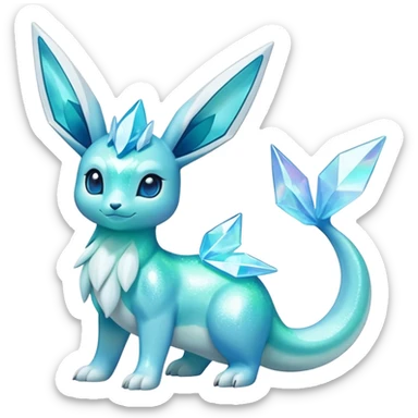 Shiny Exotic Colorful Ethereal Sparkly Glaceon-Lapras-Amaura-Aurorus-Fakémon-hybrid-creature (full body)  sticker