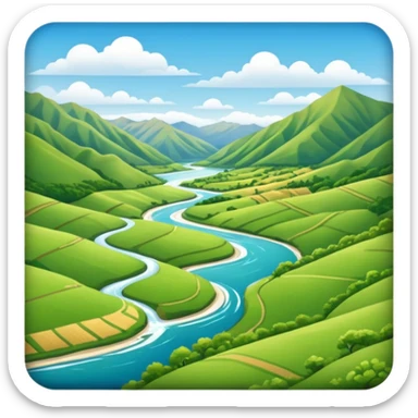 sunny new zealand summer valley with a river sticker