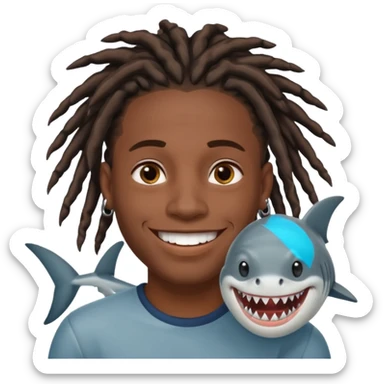Dark skin black male with locs and shark bite piercings sticker