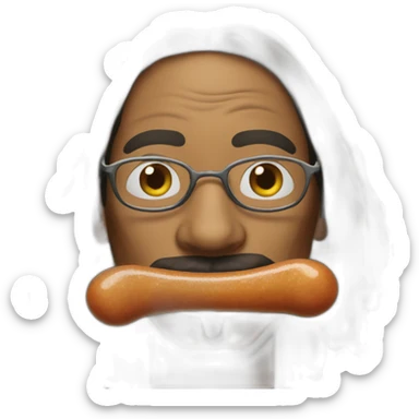 Snoop dogg with a sausage in his mouth sticker