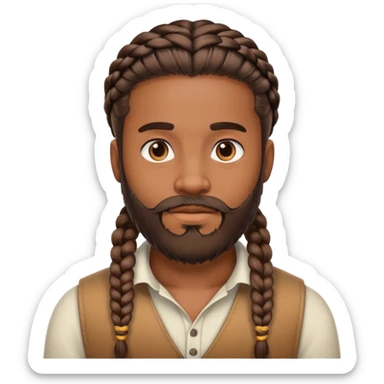 Brown skin guy with beard and braids  sticker