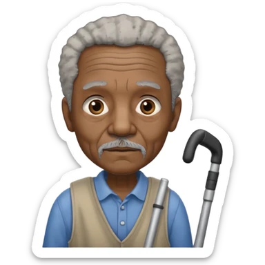 Old black man with crutches sticker