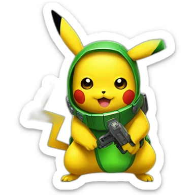 pikachu with green raygun sticker