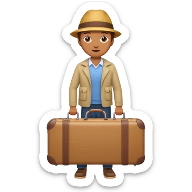 realistic tourist with a suitcase sticker