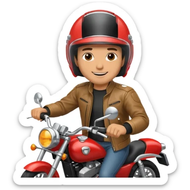 happy man riding a  motorcycle sticker