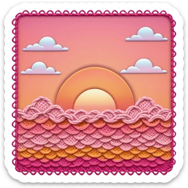 crochet stitch (it has a color like a peach-pinky sunset)  sticker
