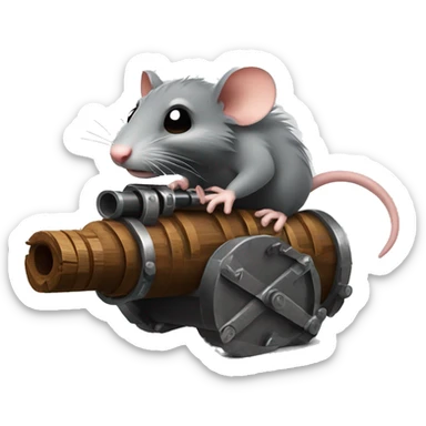 Rat with a 6 barrel minigun made of wood and metal  sticker