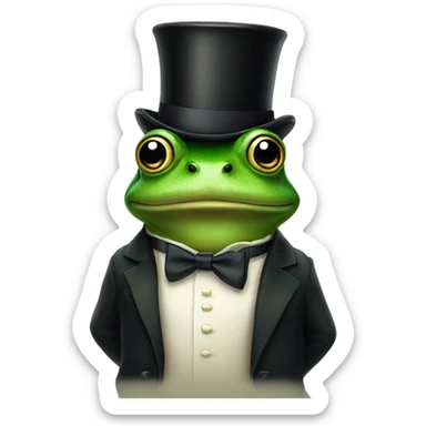 Frog wearing only a top hat and bow tie standing on two legs sticker