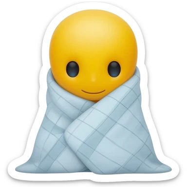 Yellow emoji face hiding in blanket sticker