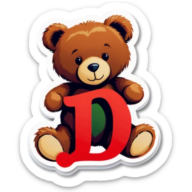 Love heart with a teddy bear and letter J sticker