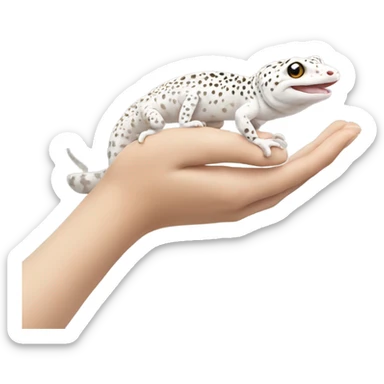 White leopard gecko in hand sticker