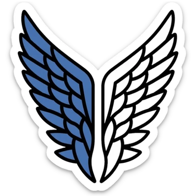Wings of Freedom logo from Attack on Titan, overlapping blue and white wings, Survey Corps emblem sticker