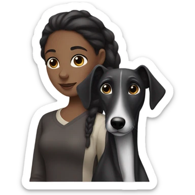Black greyhound with dark hair girl sticker
