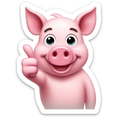 pink pig thumbs up sticker