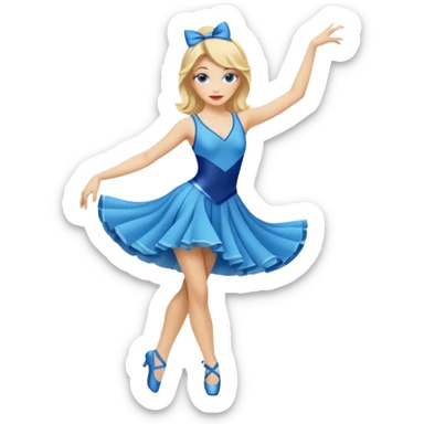 blue jazz style dance costume on blonde sticker