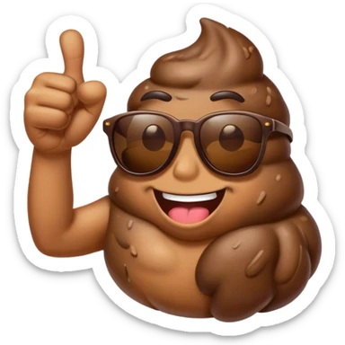 Poop  with sunglasses and two thumbs up sticker