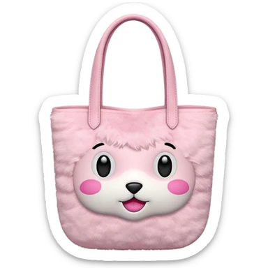 pink plush tote bag  sticker