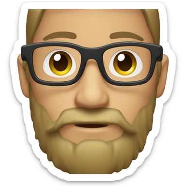 I want a picture of a boy with glasses and an iPhone emoji style beard
 sticker