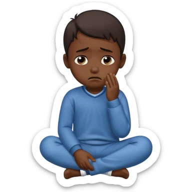 Dark Skin child boy crying full body sticker